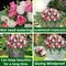 Artificial Cemetery Flower Saddle – Pink & White Silk Rose Headstone Bouquet, Outdoor Grave Memorial Flowers with Vase, Tombstone Decoration